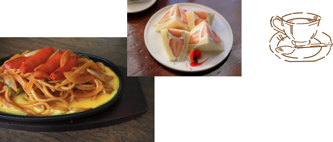 珈琲閣のサンドイッチとパスタ
